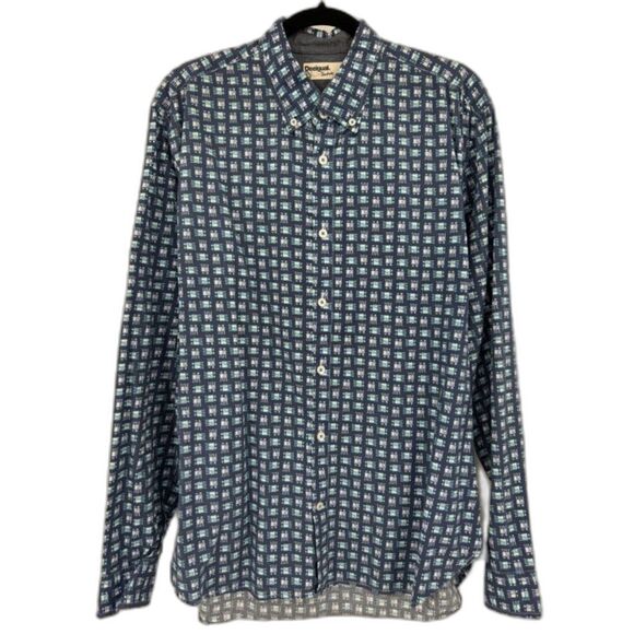 Desigual Other - DESIGUAL Blue Long Sleeve Patterned Button Down Shirt Size XL
